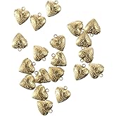 Uniquer 20Pcs Heart Photo Frame Charms Mini Golden Brass Locket Heart Pendants Photo Style Dangle Decoration for DIY Jewelry Making Necklace Bracelet Pendant Accessories