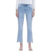 VERVET Women's Bella High Rise Frayed Hem Kick Flare Leg Jeans