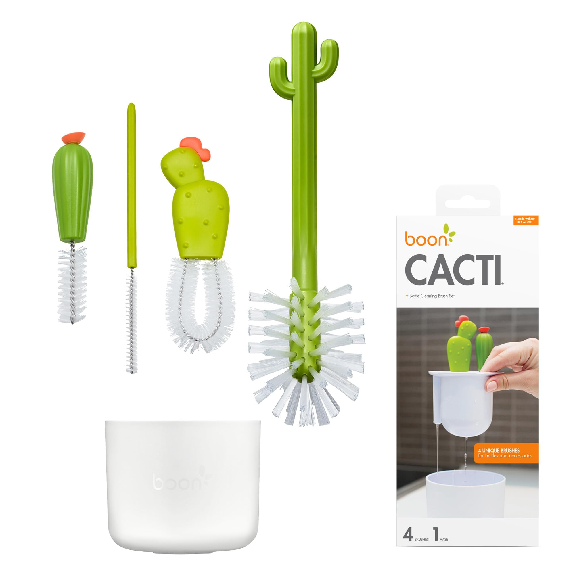 Boon Cacti Bottle Cleaning Brush Set,Multicolour