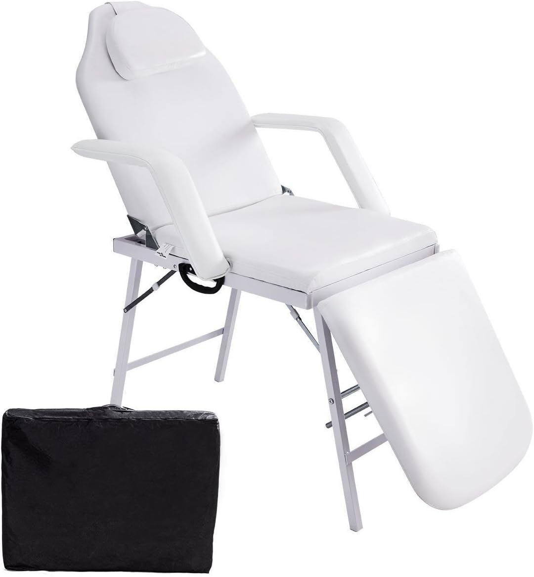 Lotus Analin 73" Portable Tattoo Parlor Spa Salon Facial Bed Beauty Massage Table Chair White