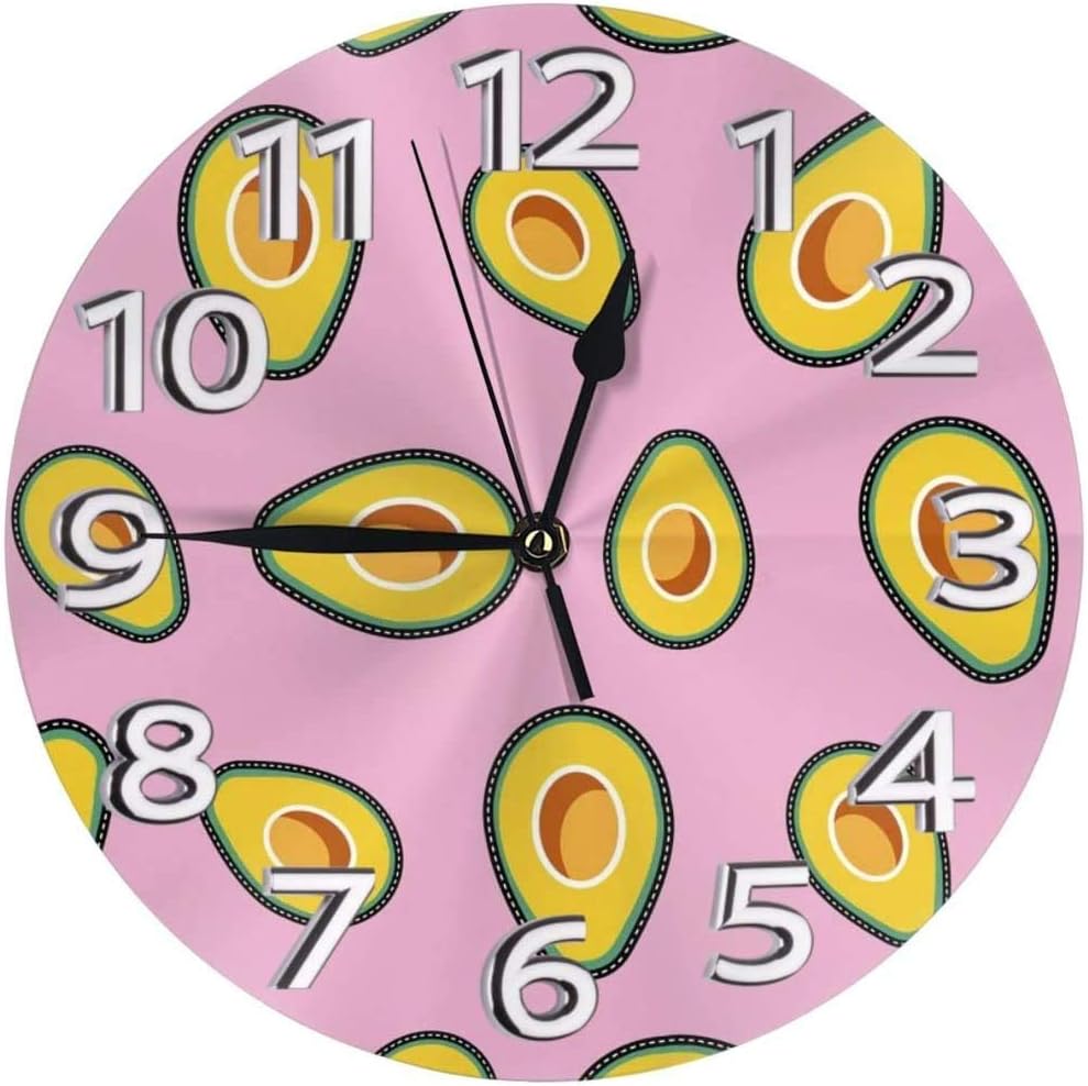 jifyasuo Reloj de Pared de Aguacate de Dibujos Animados, Reloj de Pared