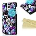 Note 4 Case,Galaxy Note 4 Case - Mavis's Diary 3D Handmade Bling Crystal Luxury Full Diamonds Shiny Music Note Blue Purple Flower Hard Back Case Black Cover for Samsung Galaxy Note 4 SM-N910S SM-N910C