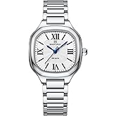 NAVIFORCE Fashion Vintage Watches for Women with Square Case Roman Dial,Stainless Steel Band Bracelets