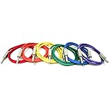 GLS Audio 6ft Patch Cable Cords - 1/4" TRS To 1/4" TRS Color Cables - 6' Balanced Snake Cord - 6 PACK