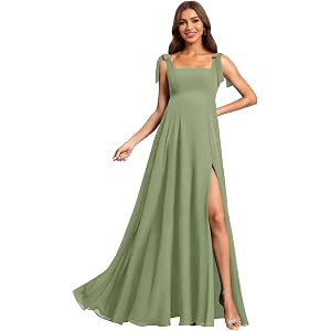 Mevynel Chiffon Maternity Dress for Photoshoot A-Line Square Neck | Baby Shower Dress Spaghetti Straps Ruched Maternity Weddi