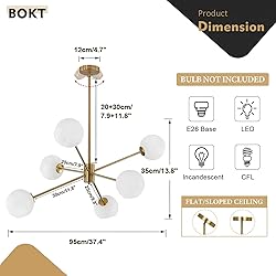 BOKT 6 Lights Modern Sputnik Chandeliers Globe