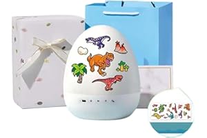 Dinosaur Egg Night Light Projector with Bluetooth Speaker for Kids, 360° Rotating Galaxy Star Projector with 21 Slides & 8 Sl