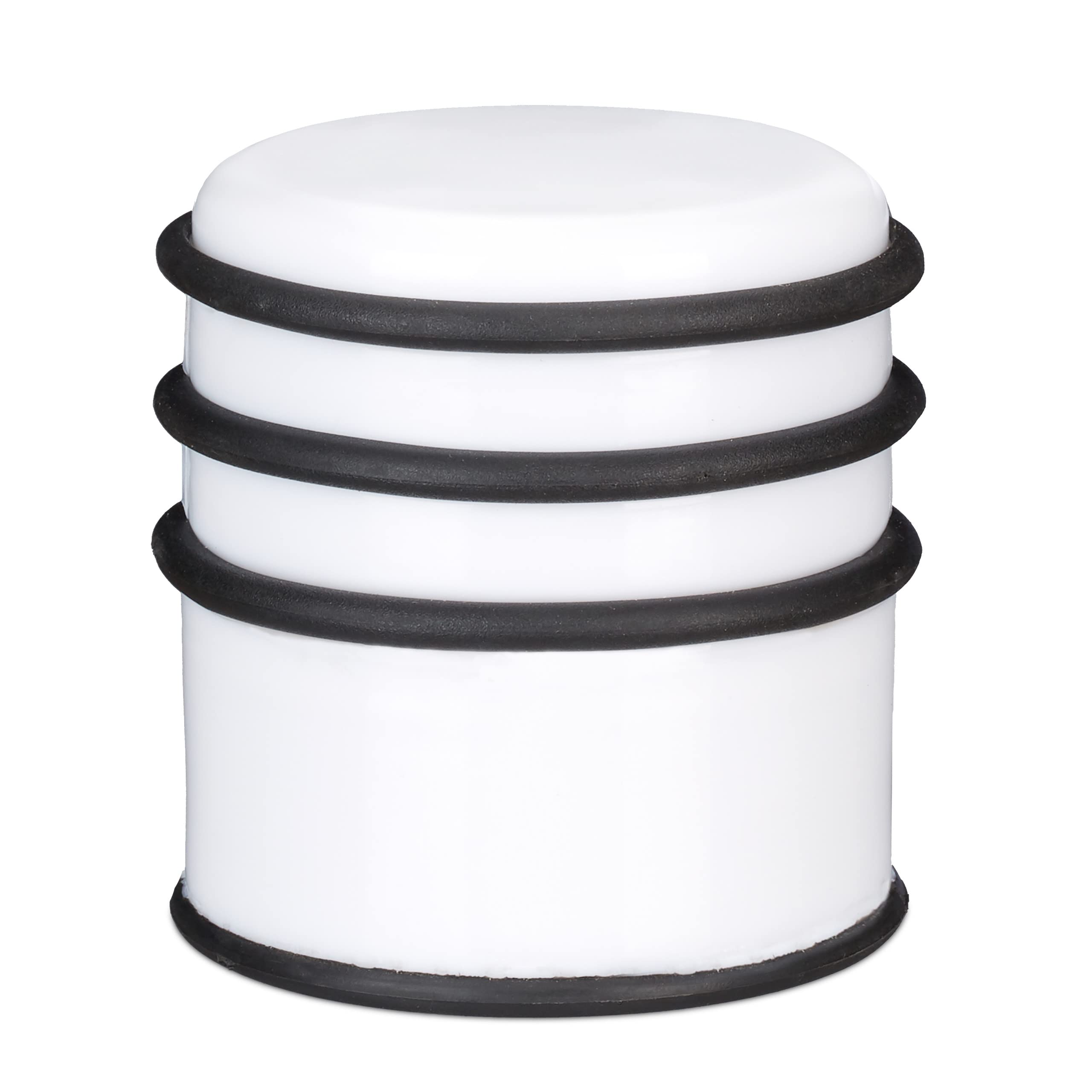 Relaxdays Floor Door Stop, Heavy Bumper for Doors & Windows, Draft Protection, ∅ 7 cm, 3 Rubber Rings, White