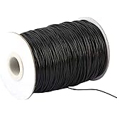 YZSFIRM 1mm 175 Yards Waxed Cord for Jewelry Making,Black Polyester Beading Thread for Braiding Bracelets and Necklaces Crafts