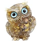 Hand-Carved Natural Crystal Owl Statue Healing Gemstone Stones Animal Figurines Home Office Car Decoration 2.4in Stone Figuri