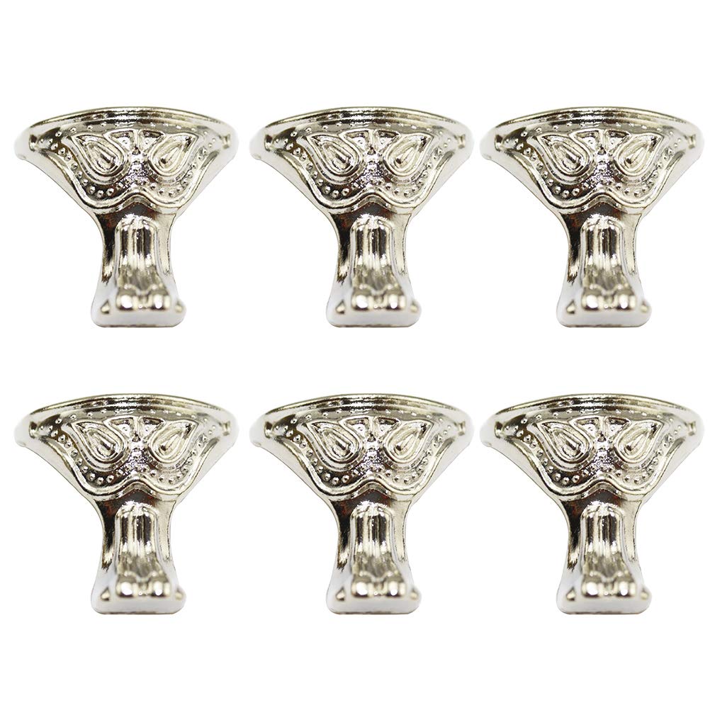 20pcs Antique Box Legs Metal Box Feet Corner Protectors Jewelry Box Chest Wood Case Legs Corner Protector Guards Silver 28x27mm