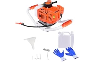 63cc Post Hole Digger, 2-Stroke Petrol Gas Powered Earth Digger for Farm Garden Plant, Drill Not Include Orange
