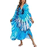 Kaftan Dresses for Women Plus Size Flowy Cover Up Batwing Sleeve Beach Dress Swimsuit Loungewear Lightweight Maxi