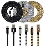 UNISAME [Pack of 3Pcs] 10Ft Rugged Bold Braided USB Type-C 3.1 to USB 2.0 A Data Charging Cable Reversible Connector Charger Cord for Galaxy Note 7, LG G5, Nexus 6P 5X, HTC 10, Oneplus 2 3 and More