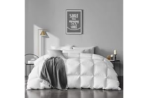 APSMILE Heavyweight Feather Down Comforter King Size - 100% Organic Cotton Quilted Thicker Winter Warmest Duvet Insert for Co