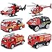 JQGT 6 in 1 Pocket Fire Engine Truck Rescue Vehicle Toy Play Set for Kids Toddlers Mini Action Fire Truck Toy