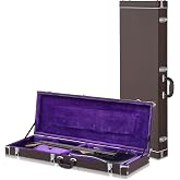 Ktaxon 39-Inch Electric Guitar Hard Case with Thickened Padding, Brown | Included Lock Latch, Rectangle Wooden Standard Electric Guitars Hard Shell, Protective Carrying Case for KST/KTL/170 Model