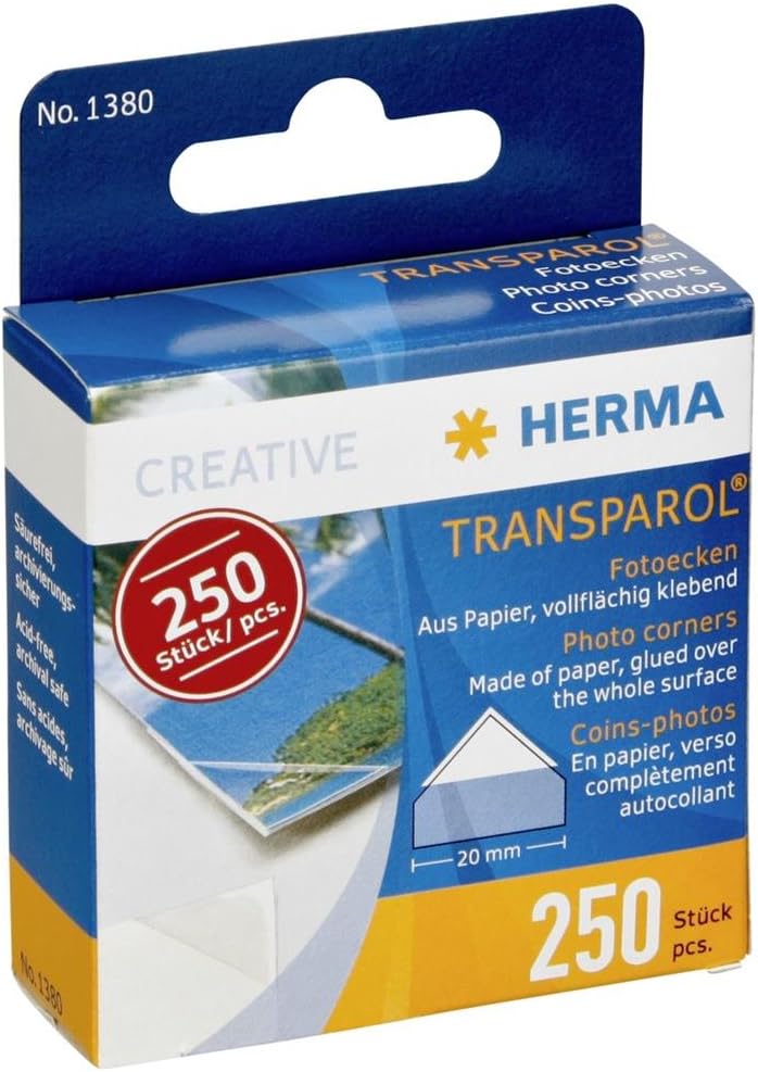 Herma Photo Corners 20mm 250pcs Self-Adhesive Transparent 1380