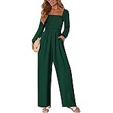 KIRUNDO Jumpsuits for Women Dressy Casual One Piece Long Sleeve Wide Leg Long Pant Rompers With Pockets 2025 Fall Outfits