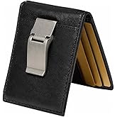 House of Jack Co. Maverick Bifold Money Clip Wallet for Men – Slim Front Pocket Leather Wallet with Metal Cash Clip, Exterior ID Window & Card Holder, Full-Grain Cowhide, Black