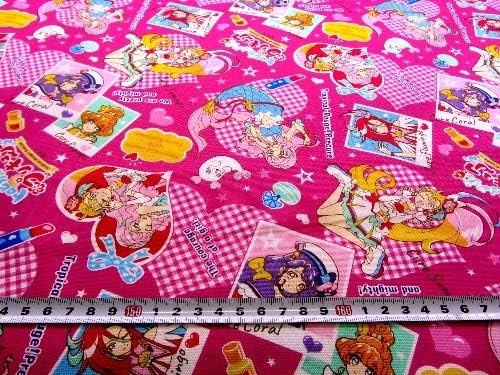 Amazon 40cm単位で販売 キャラクター 生地 トロピカルージュ プリキュア 濃ピンク 手芸 生地 キャラクター 布 はぎれ ハギレ カットクロス ピロル 布 生地 通販