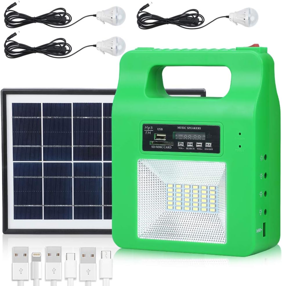 Portable Solar Generator Lighting Kit - 12000mAh Solar Powered Electric Generator System with Solar Panels 3 LED Lamps for Outdoor Camping Home Emergency Backup Power Supply Hurricane : Home Improvement