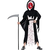MSSmile-FANKID Unisex Grim Reaper Costumes Boys Scary Halloween costumes with Skull Mask Scythe