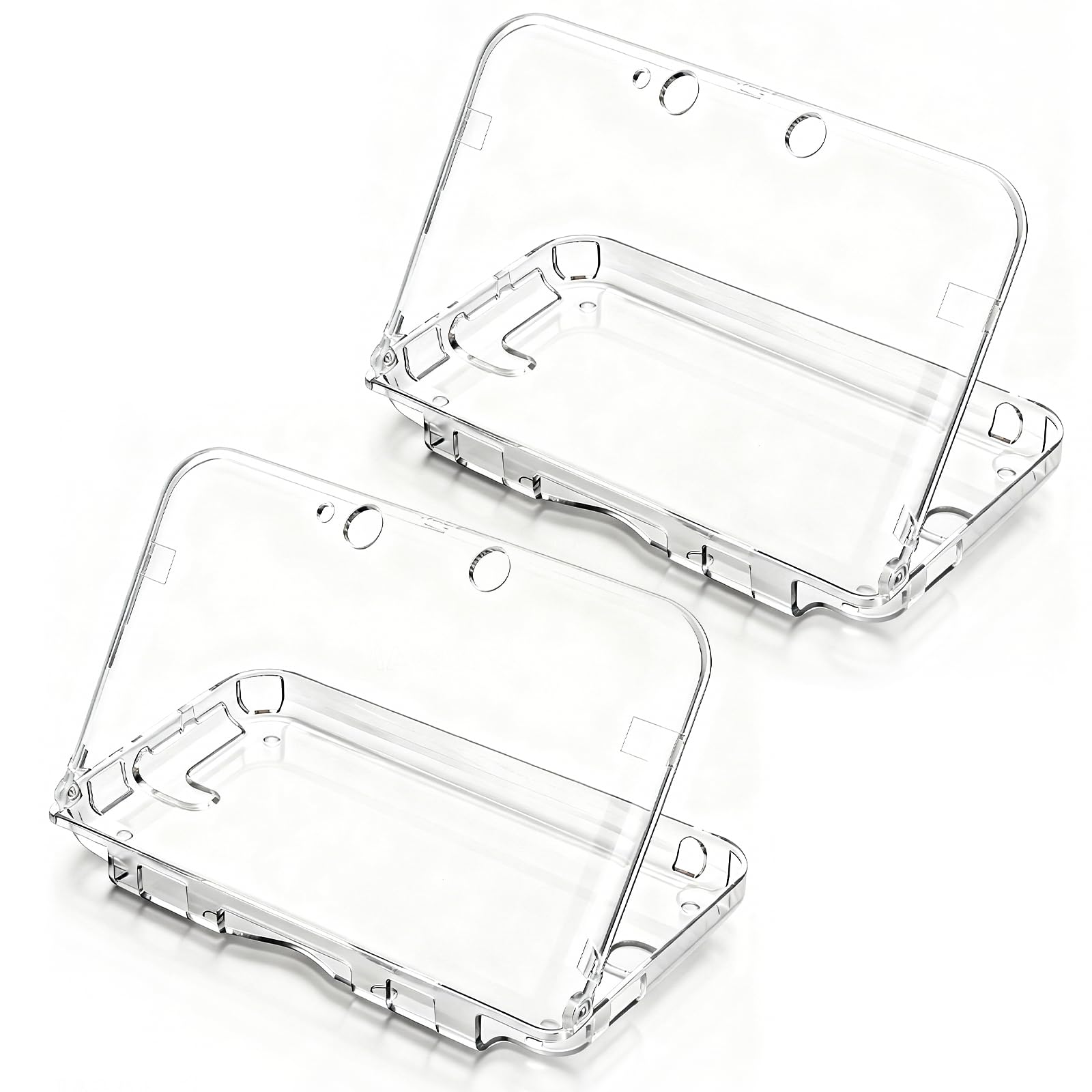 QUBAMG 2 Pack 3DS XL Shell Case, Hard Clear Crystal Protective Cover Skin Accessory Compatible with Nintendo 3DS XL LL (2012) Console, Transparent White
