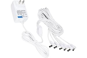 LOJIRAZ 4.5V Power Adapter Compatible with Lemax Lighted Accessory AC DC Power Adapter for Christmas Halloween Village Mini Lighting Building Decoration(White,6 Output, Bend)