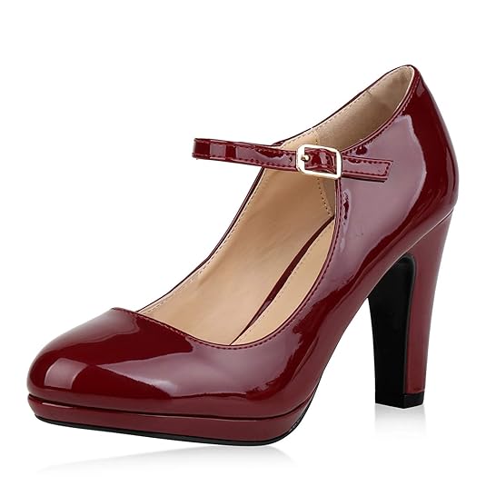 SCARPE VITA Damen Pumps Mary Janes mit Blockabsatz Plateau Vorne