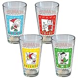 ICUP Peanuts Holiday Stamp Pint Glass (4 Pack), Clear