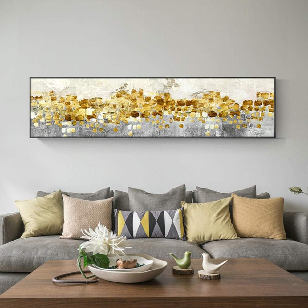 LEFULAN Abstract Golden Canvas Art Paintings On The Wall Posters And Prints Modern Wall Graffiti Wall Art Canvas Prints For Bed Room-50X150Cm