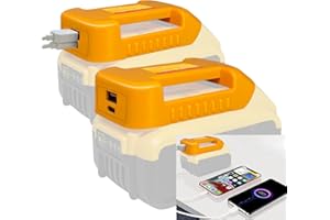 DEWDYS 2Pack USB Charger Adapter for Dewalt 20V 60V Battery,for Dewalt Battery Holders with USB-A&USB-C 2.1A Fast Charge Ports,Power Battery Connector USB Charger Adapter Set(Adapter Only)