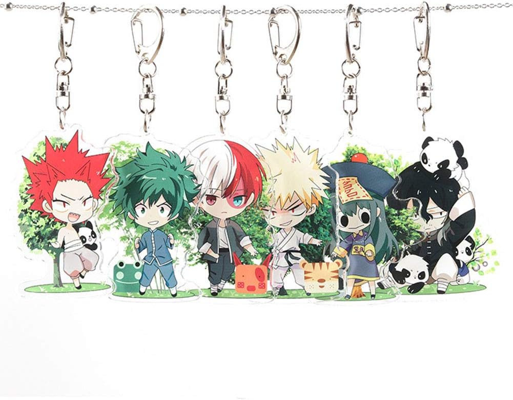 Templom SIX My Hero Academia (Boku no Hero Academia) Figure Pendants Doll Metal Keychain Japanese Anime Key Rings(6Pcs)
