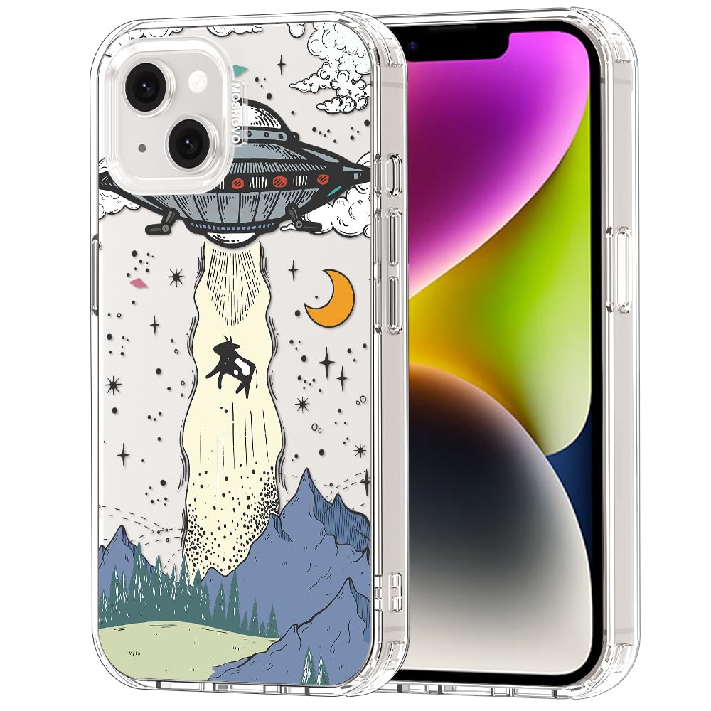 MOSNOVO Case for iPhone 13/14, [Buffertech 6.6ft Military-Grade Drop Protection] [Anti Peel Off Tech] Clear TPU Bumper Phone Case Cover Design - UFO — image 1