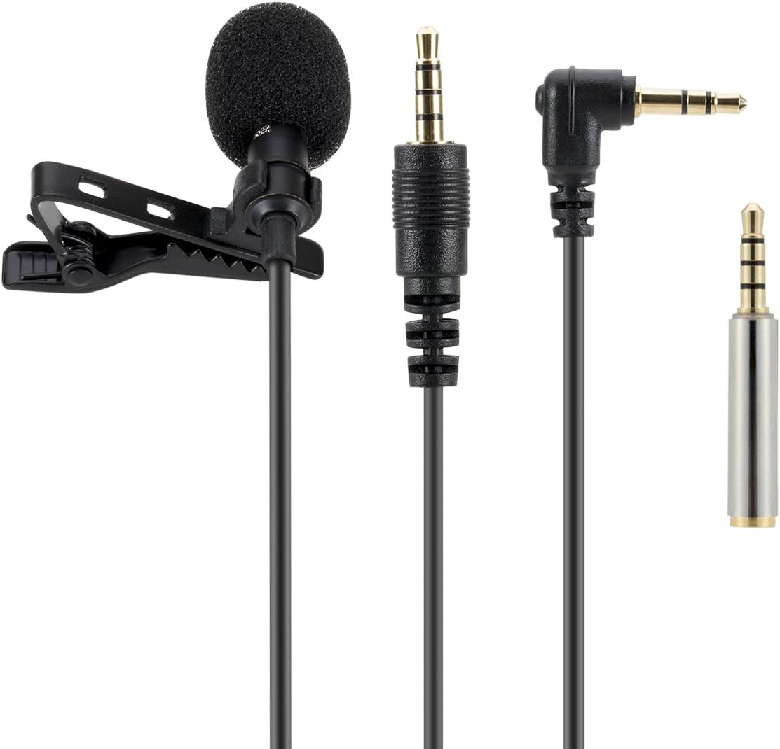 EFANTUR Lapel Microphone Lavalier Omnidirectional Condenser Microphone 3.5mm Clip-on Mic for iPhone iPad Android Smartphones Cameras PC Computers