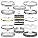 Sheismay 12 PCS Stretchy Material Choker Necklace Black White Charm Lace Chokers Tattoo Necklaces for Women Girls