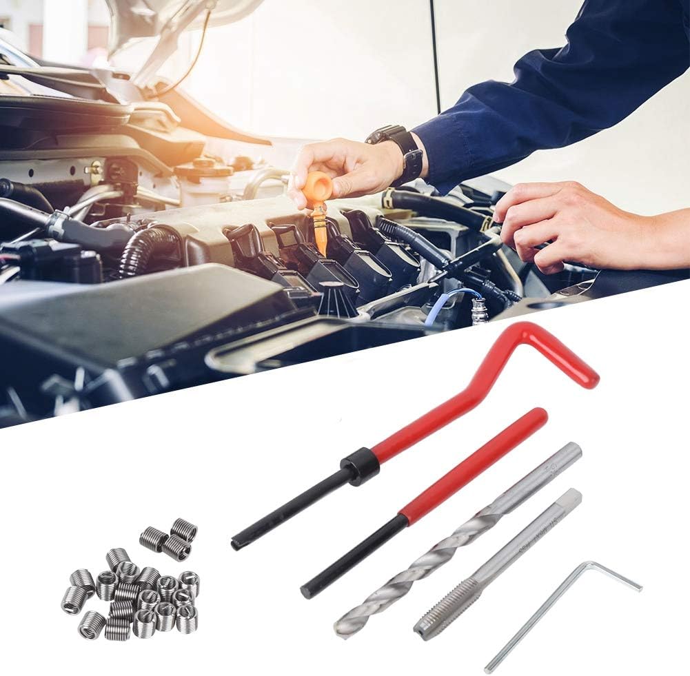 25Pcs Thread Repair Insert Kit M6 Damaged Threads Hand Tool with Thread Tap and Drill Bit for Auto Repairing: Home Improvement