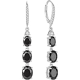 Aprila Black Earrings 925 Sterling Silver Leverback Drop Dangle Earrings 5A Cubic Zirconia Jewelry for Women