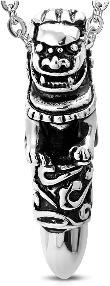 NRG 316L Jewelry Stainless Steel 2 Color Lion Totem Pole Bullet Biker Pendant