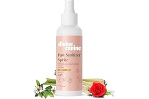 DIVINE CANINE Dog Paw Cleaner - 5.1 Fl Oz of Alcohol Free Paw Sanitizer Spritz - Made with Rosewater, Aloe, Copaiba Oil, and Lemongrass Oil to Nourish and Clean Paws - Made in The USA