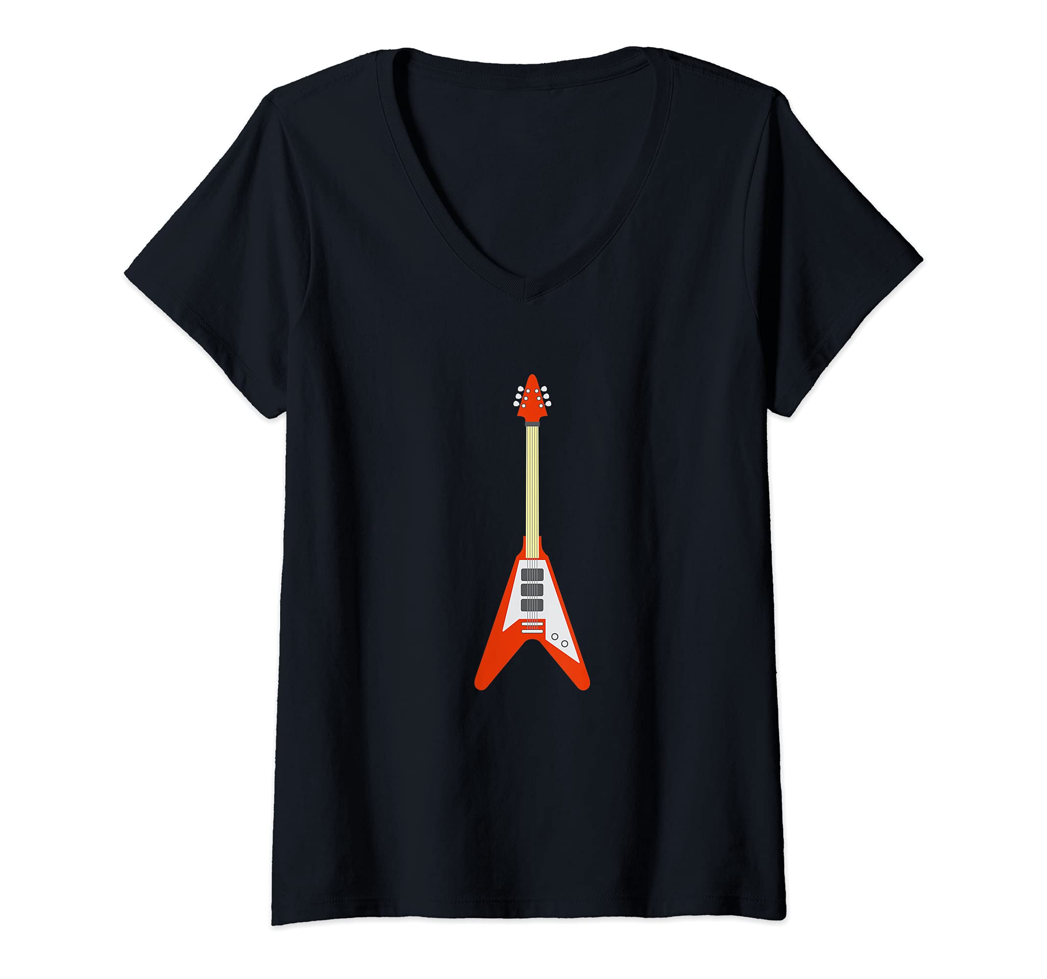 Womens Red Electric Guitar for the Guitar Player V-Neck T-Shirt