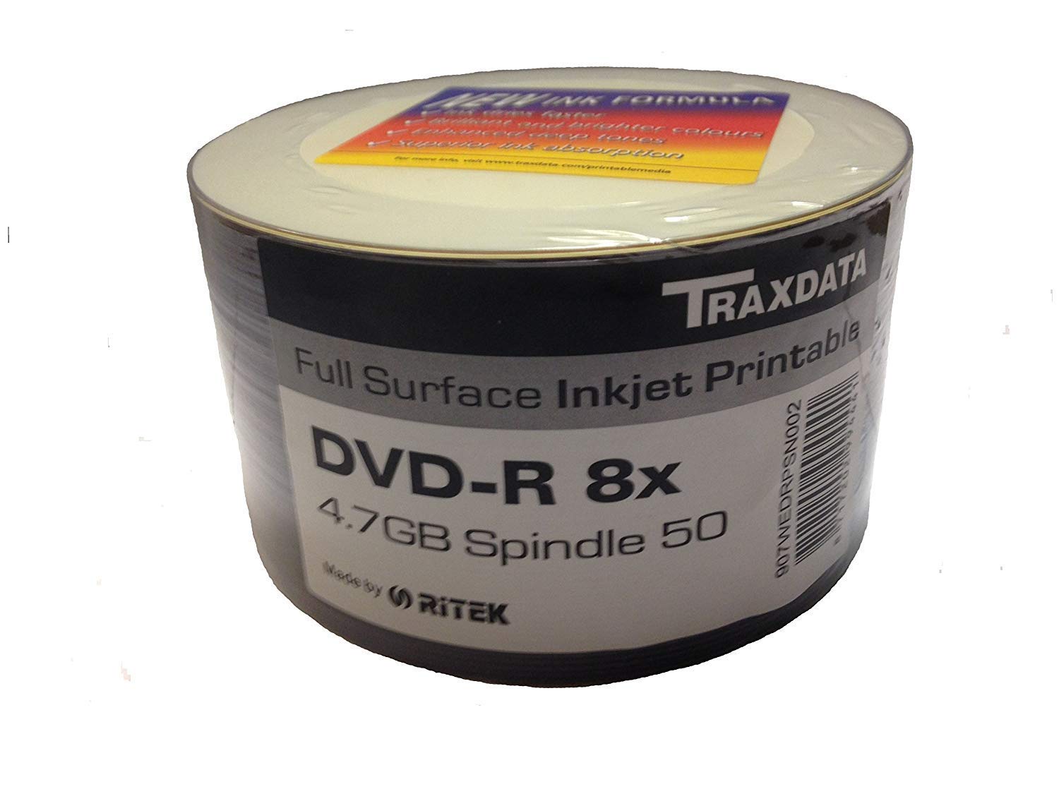 Traxdata Ritek DVDR Full Surface Inkjet Printable (8x) 4.7GB 50pk