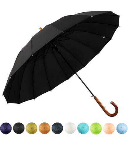 Amazon.com: ZEKAR Bamboo J-Handle Umbrella, 54/62 / 68 inch