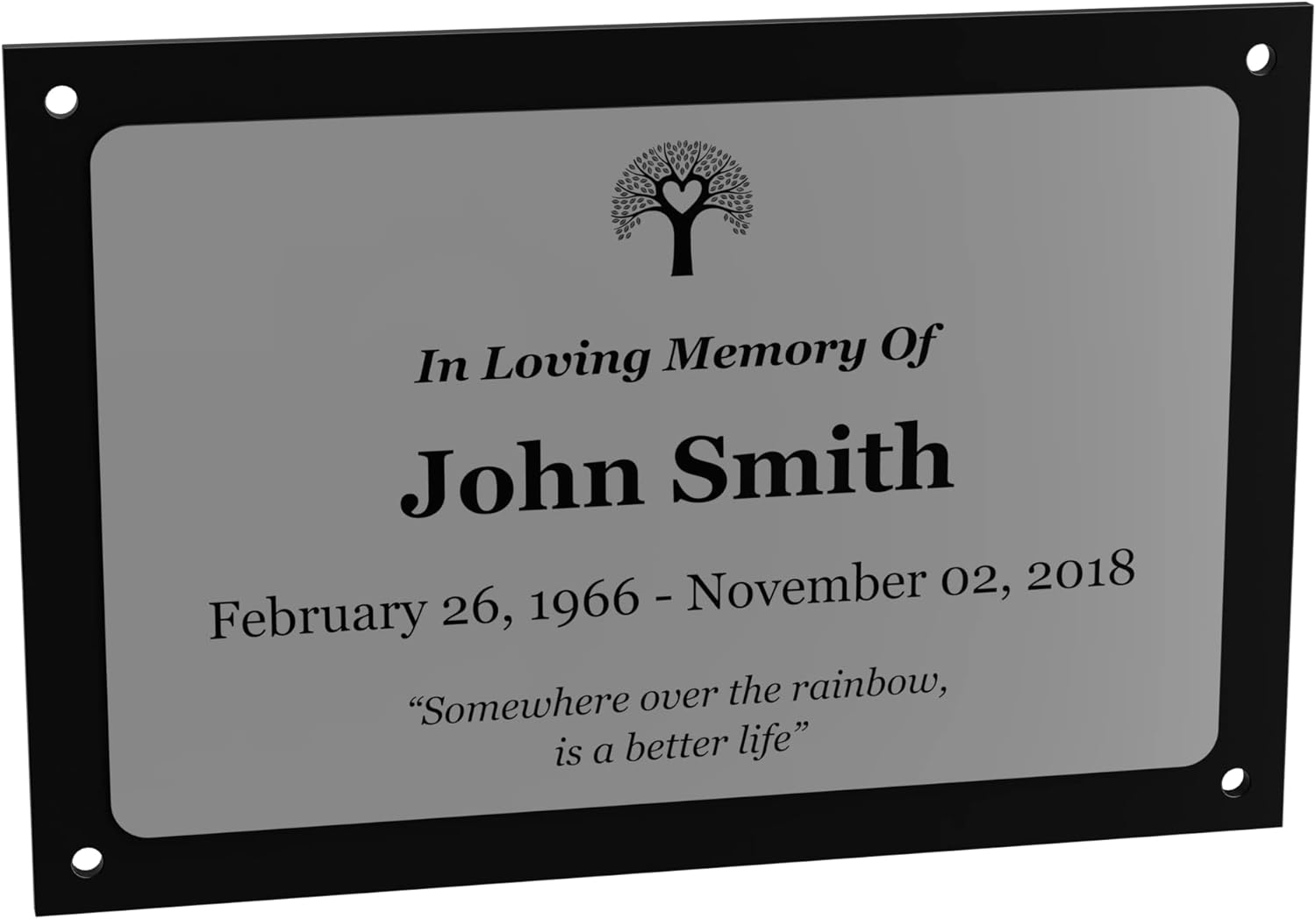 Plaques & Wall Art - Personalized Memorial Plaque - Customized Gifts Laser Engraved, Various Designs For Personalized Gifts, Add a Photo Option, Suitable for Indoors and Outdoors, Weatherproof, Gold/Silver/Copper/White