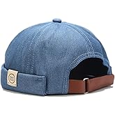 Docker Cap Men Brimless Hats Beanie Rolled Cuff Retro Sailor Hat with Adjustable