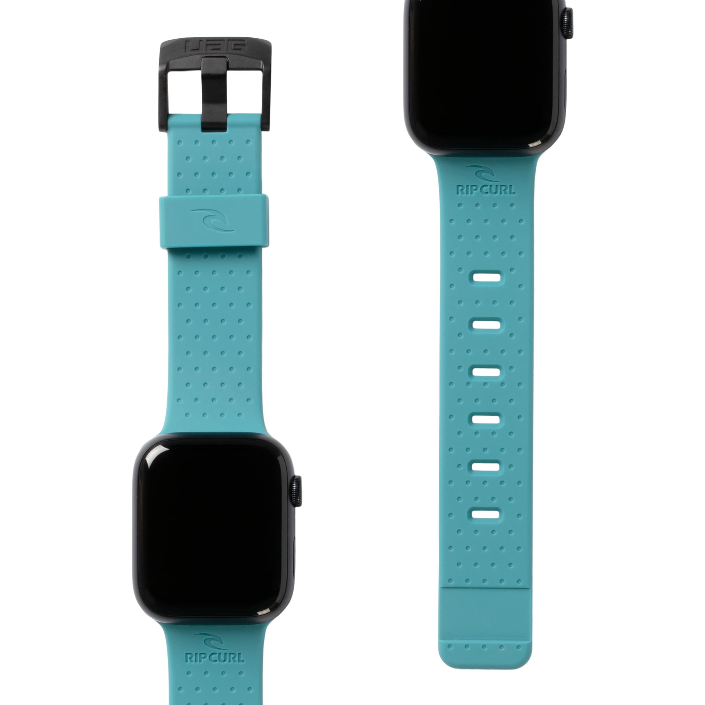 URBAN ARMOR GEAR RIP CURL x UAG Compatible with Apple Watch Band 49/46/45/44mm iWatch Series Ultra 3/Ultra 2/Ultra/4-11/SE3/SE2/SE, Soft Touch Silicone Adjustable Replacement Strap, Trestles Teal