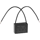 uxcell Ceiling Fan Capacitor CBB61 2uF 250V AC 2 Wires 37x26x15mm | Metallized Polypropylene Film Capacitor for Electric Fan Pump Motor Generator