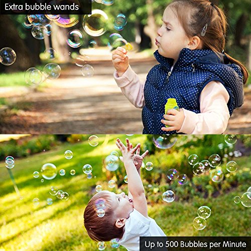 Baztoy Bubble Machine, Automatic Bubble Maker 500 Bubbles Per Minute, Kids Toys Bubble Blower with 2 Bubbles Solution Great for Boys Girls Kids Birthday Gift Party Wedding