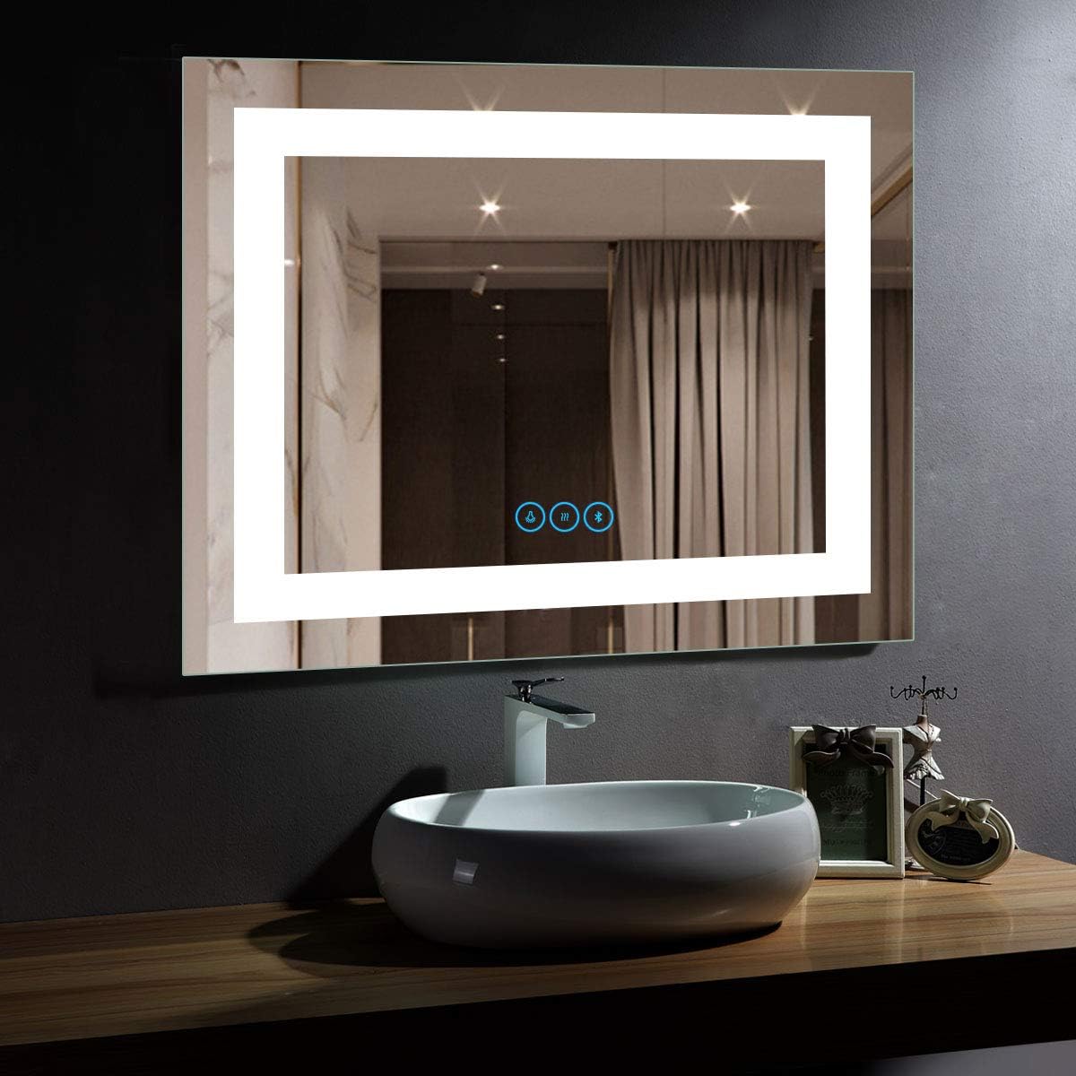DECORAPORT28 x 36 in LED Bathroom Mirror with Lights, Dimmable, Anti-Fog (DK-A-CK010-B)